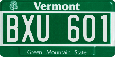 VT license plate BXU601