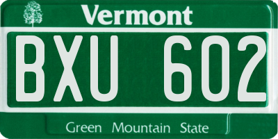 VT license plate BXU602