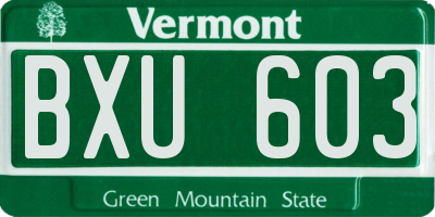 VT license plate BXU603