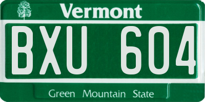 VT license plate BXU604