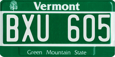 VT license plate BXU605