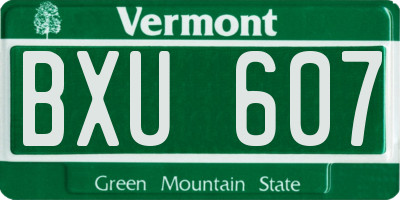 VT license plate BXU607