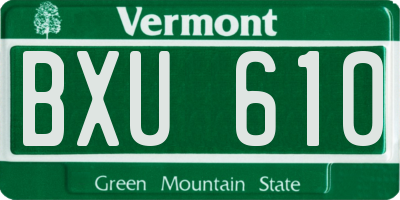 VT license plate BXU610
