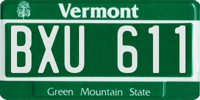 VT license plate BXU611
