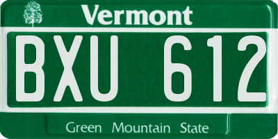 VT license plate BXU612