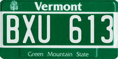 VT license plate BXU613