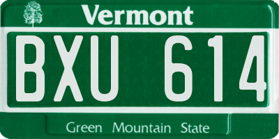 VT license plate BXU614