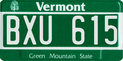 VT license plate BXU615