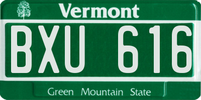 VT license plate BXU616