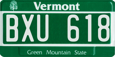 VT license plate BXU618