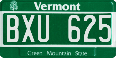 VT license plate BXU625