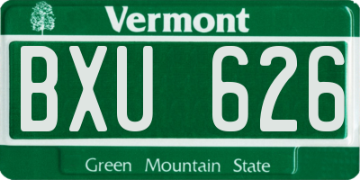 VT license plate BXU626