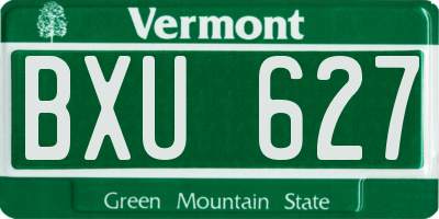 VT license plate BXU627
