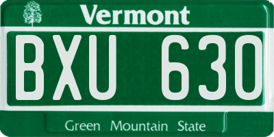 VT license plate BXU630