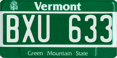 VT license plate BXU633