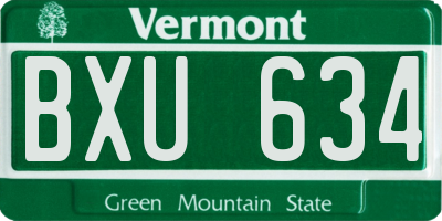 VT license plate BXU634