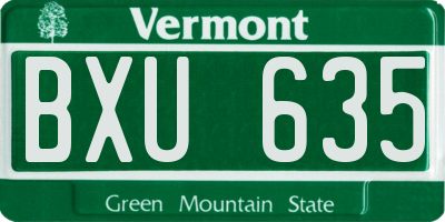 VT license plate BXU635