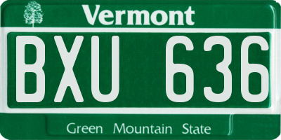 VT license plate BXU636