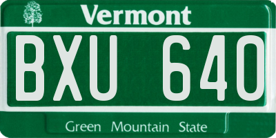 VT license plate BXU640