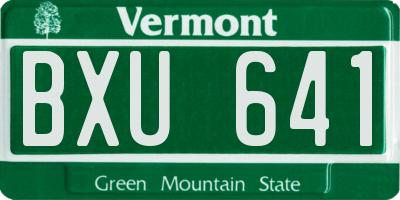 VT license plate BXU641