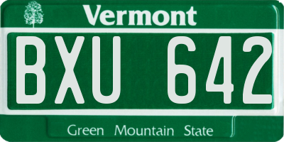 VT license plate BXU642