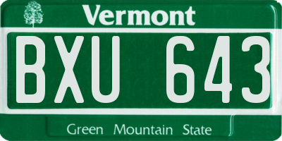 VT license plate BXU643