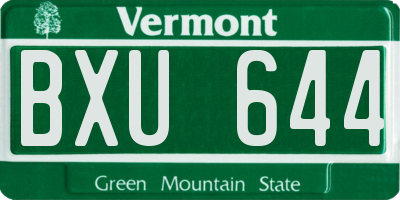 VT license plate BXU644