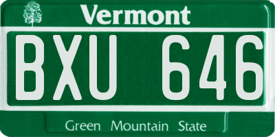 VT license plate BXU646