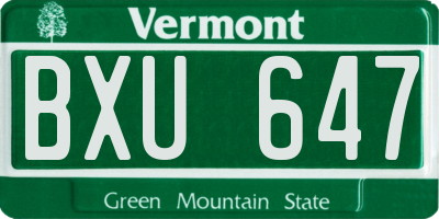 VT license plate BXU647