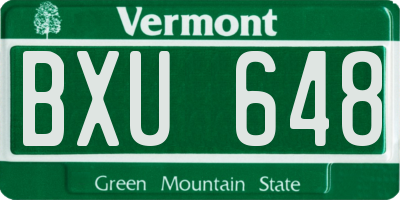VT license plate BXU648