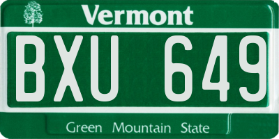 VT license plate BXU649