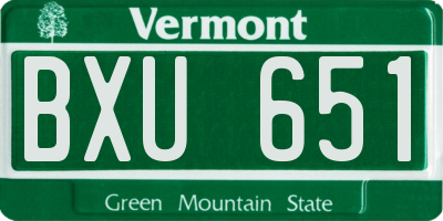 VT license plate BXU651