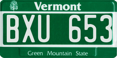 VT license plate BXU653