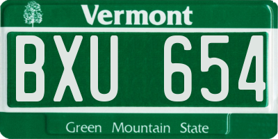 VT license plate BXU654