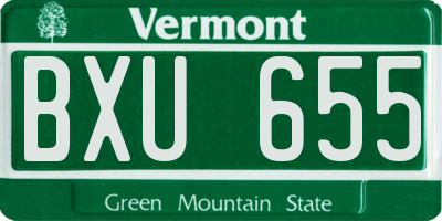 VT license plate BXU655