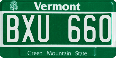VT license plate BXU660
