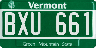 VT license plate BXU661