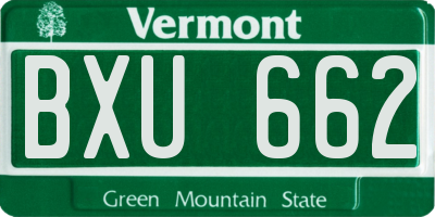 VT license plate BXU662