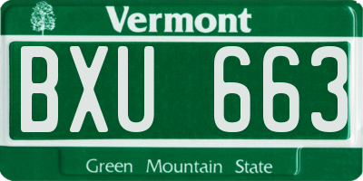 VT license plate BXU663
