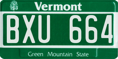 VT license plate BXU664