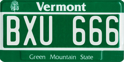 VT license plate BXU666