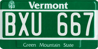 VT license plate BXU667