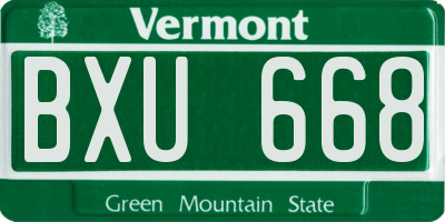 VT license plate BXU668