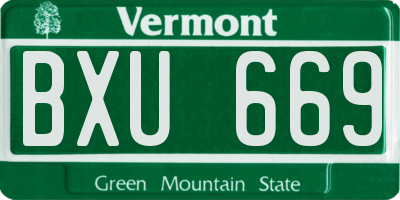 VT license plate BXU669