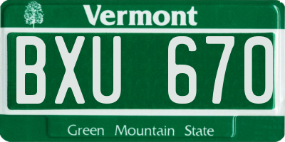 VT license plate BXU670