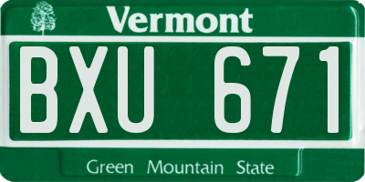 VT license plate BXU671