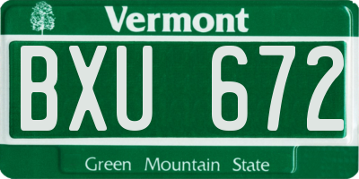 VT license plate BXU672