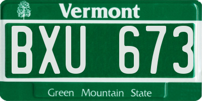 VT license plate BXU673
