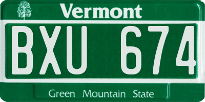 VT license plate BXU674