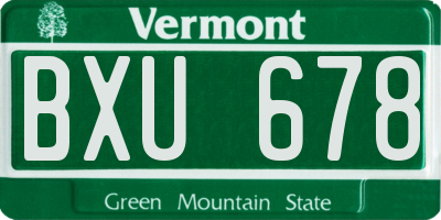 VT license plate BXU678